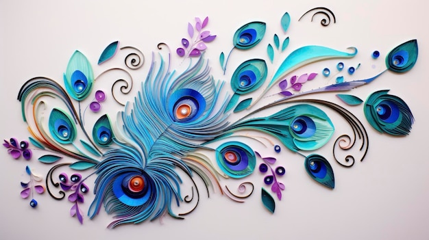 Hermosas flores de pluma de pavo real