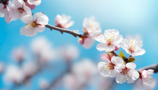 Foto hermosas flores de primavera fondo abstracto de la naturaleza ramas de albaricoque en flor macro con suave