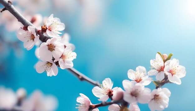 Foto hermosas flores de primavera fondo abstracto de la naturaleza ramas de albaricoque en flor macro con suave