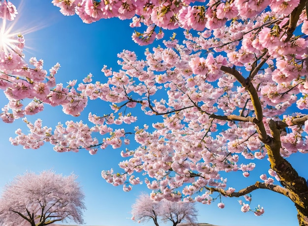 hermosas flores rosas en un árbol