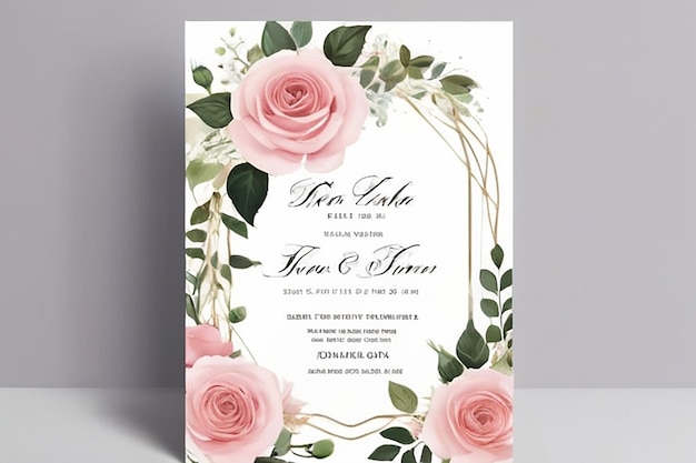 Hermosas flores de rosas en flor invitación de boda diseño floral