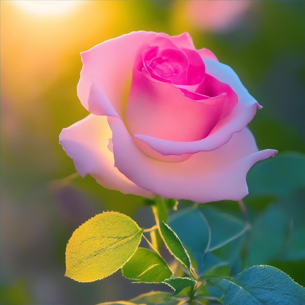 Hermosas flores de rosas a la luz del sol en el jardín