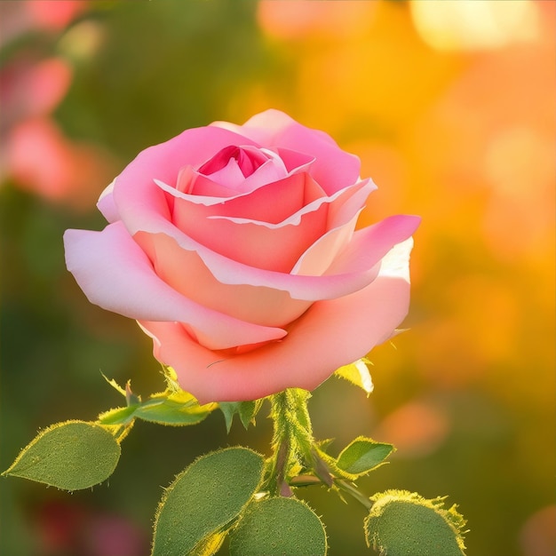 Hermosas flores de rosas a la luz del sol en el jardín