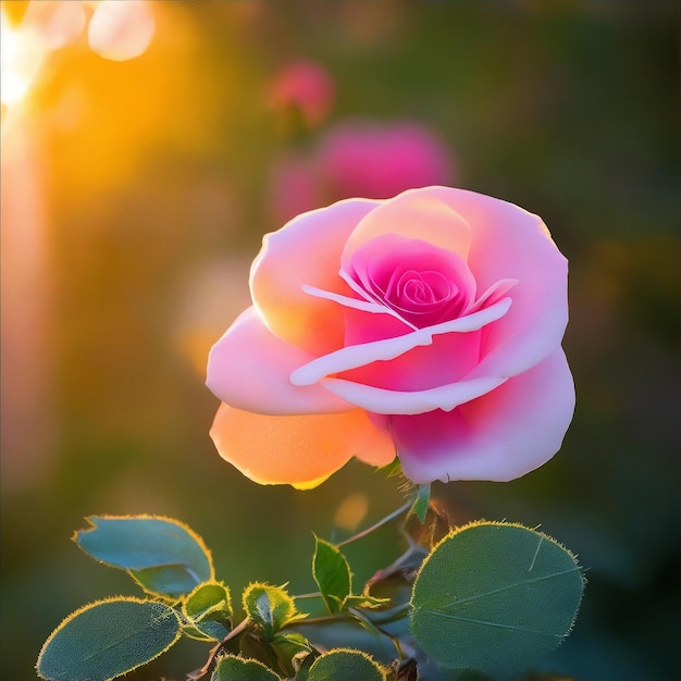 Foto hermosas flores de rosas a la luz del sol en el jardín