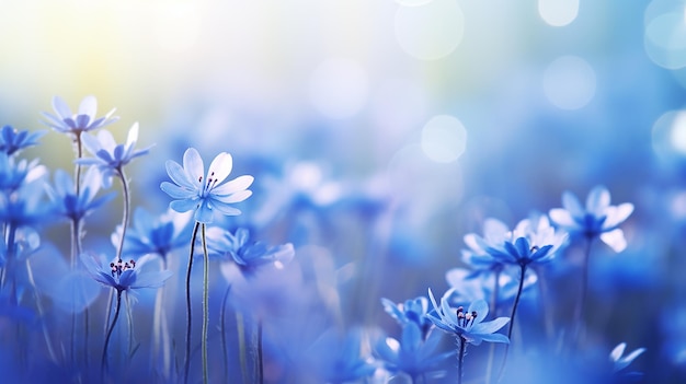 Hermosas flores silvestres azules en la naturaleza