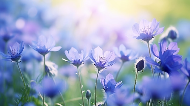 Hermosas flores silvestres azules en la naturaleza