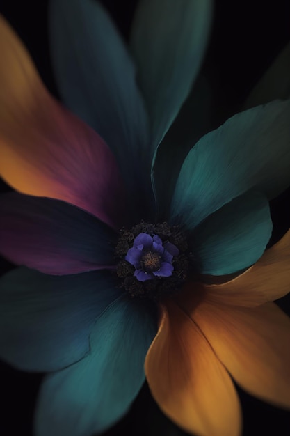 Hermosas flores sobre un fondo negro