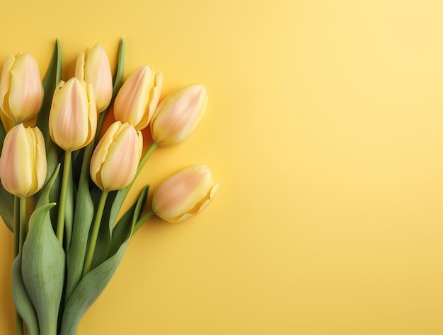 Hermosas flores de tulipán con copia Espacio de fondo vista superior Espacio para el texto