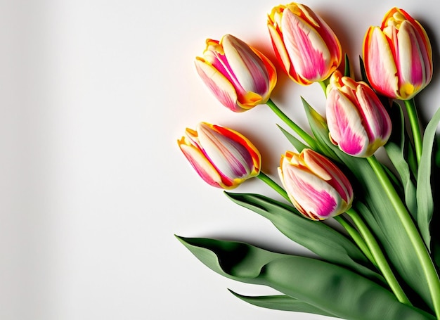 hermosas flores de tulipanes sobre fondo blanco