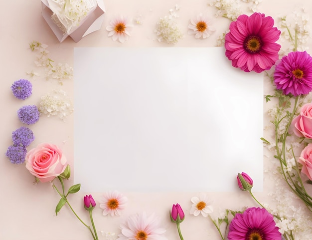 Foto hermosas flores de la vista superior de fondo con espacio en blanco