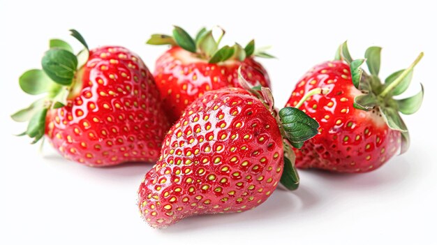 Hermosas fresas aisladas sobre un fondo blanco producto de mercado de la granja de fresas frescas