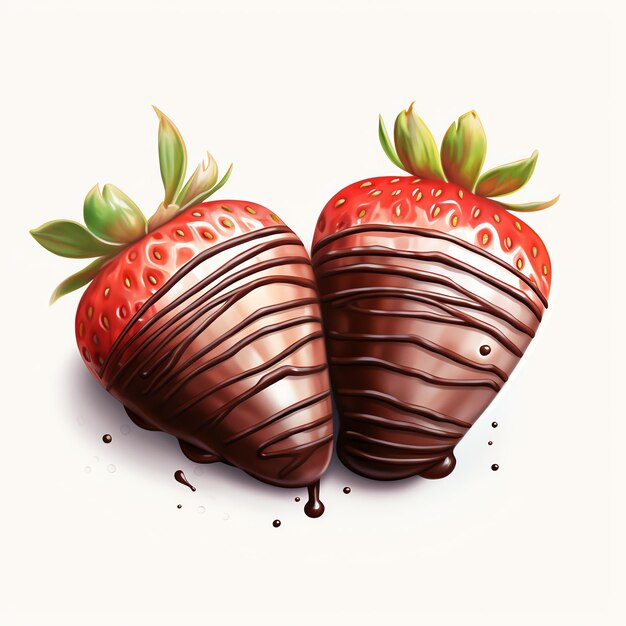 hermosas fresas con punta de chocolate sabrosos postres ilustraciones de clipart