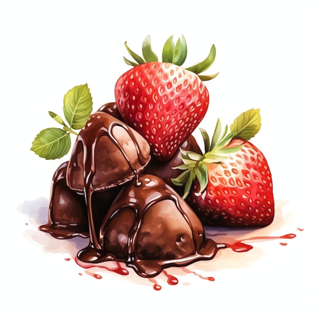 hermosas fresas con punta de chocolate sabrosos postres ilustraciones de clipart