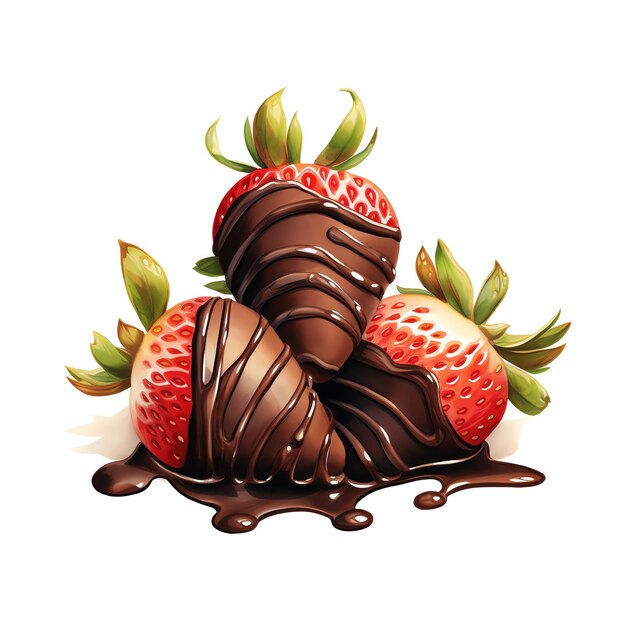 hermosas fresas con punta de chocolate sabrosos postres ilustraciones de clipart