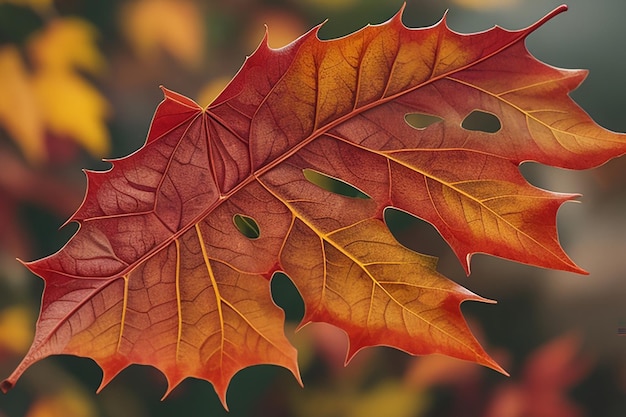 Hermosas hojas de arce, hojas de otoño, atractivo efecto bokeh.