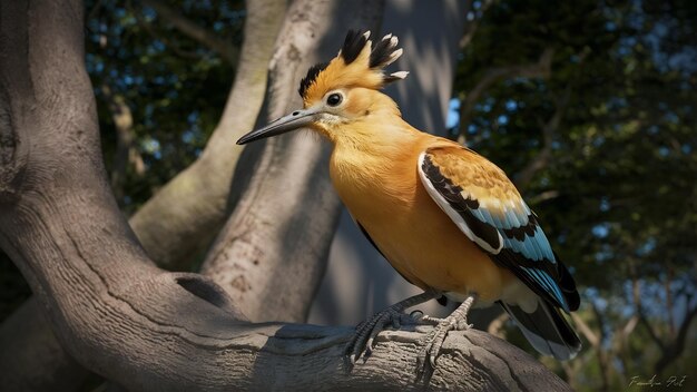 Foto hermosas hoopoe posando en la rama