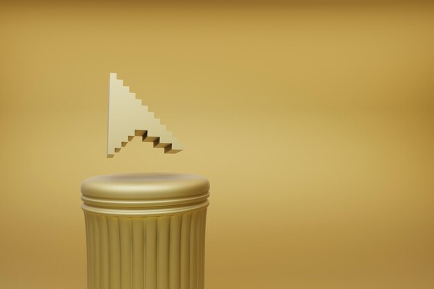 Hermosas ilustraciones abstractas dorado dorado píxel cursor símbolo iconos en una columna dorada y maravilla