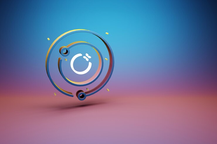 Foto hermosas ilustraciones abstractas icono del símbolo del sistema solar en un fondo de colores brillantes renderizado en 3d