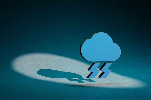 Hermosas ilustraciones abstractas icono del símbolo de la tormenta en un fondo azul oscuro renderización 3D il