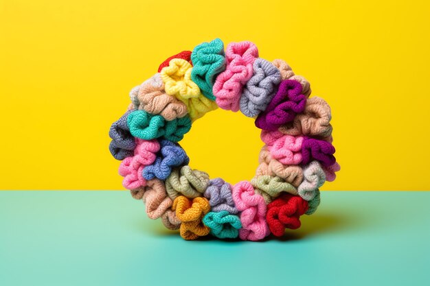 Hermosas ilustraciones de costura de tejido de ganchillo de Scrunchie