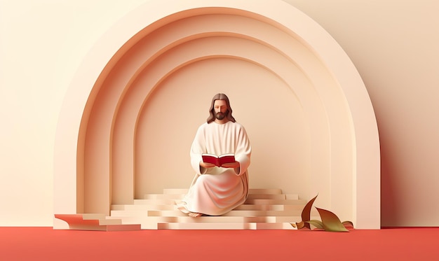 Hermosas ilustraciones de Jesucristo fondo colores pastel arte digital ilustrativo cristiano