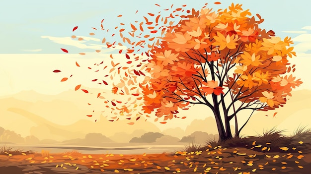 Hermosas ilustraciones de paisajes de dibujos animados de otoño generadas por AI