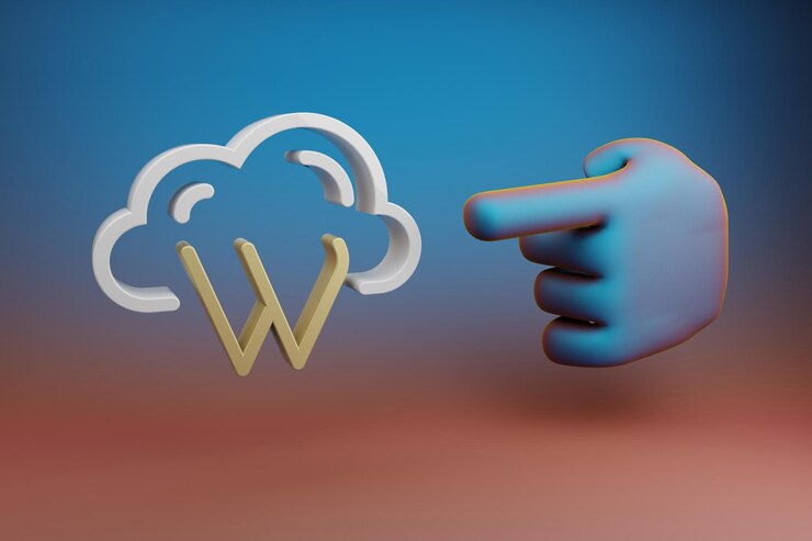 Foto hermosas ilustraciones resumidas el dedo índice de la mano apunta al icono del símbolo w de la base de datos de la nube en un multi