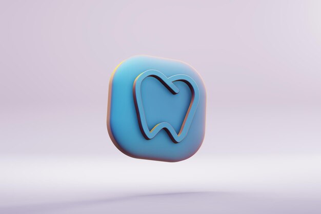 Foto hermosas ilustraciones de símbolos de dientes de color azul saludable en un fondo rosado brillante renderización 3d i