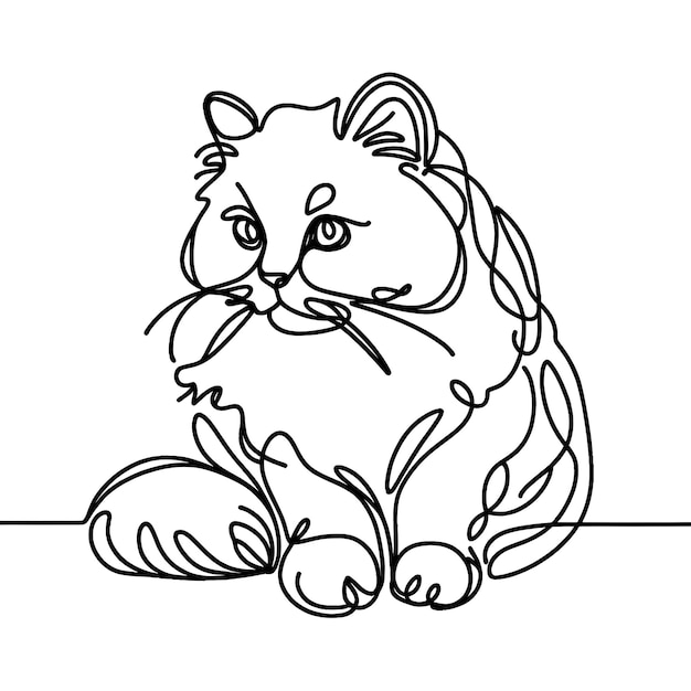 Hermosas imágenes de gatos de una línea de arte minimalista de una linea de arte de un trazo de arte