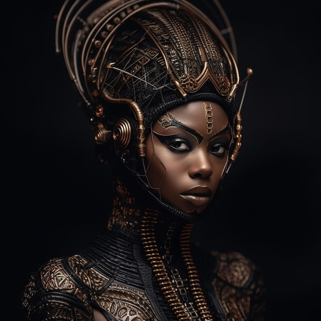 Hermosas imágenes de obras de arte de la reina africana futurista Arte generado por IA