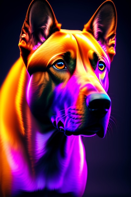 Hermosas imágenes de perros con luces de neón y fondos de pantalla generados por IA