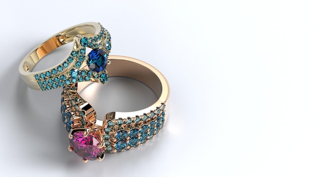 Hermosas joyas con render 3d de fondo único