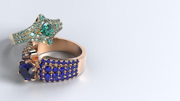 Hermosas joyas con render 3d de fondo único