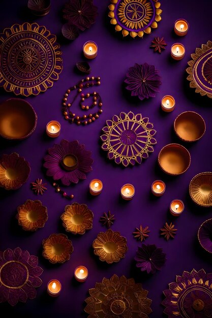 Foto hermosas lámparas de diwali en blanco y fondos encendidos durante la celebración