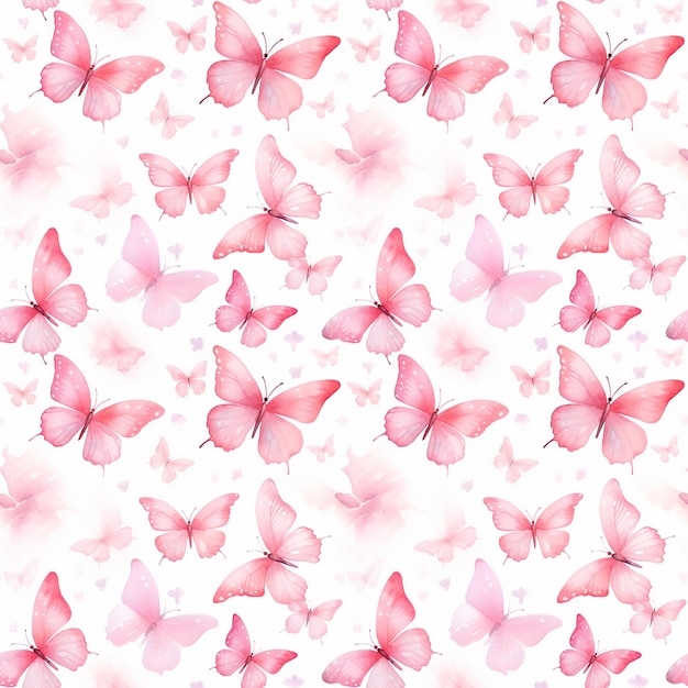 Hermosas mariposas de acuarela con tonos rosados