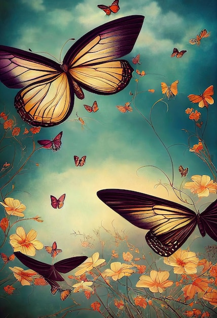 Hermosas mariposas fondo colorido mariposa volando colores eclécticos imagen