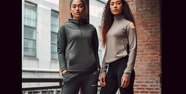 Las hermosas modelos demuestran la ropa de Nike