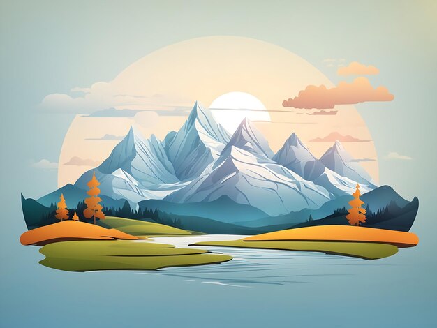 Hermosas montañas paisaje fondo fondo de pantalla ilustraciones