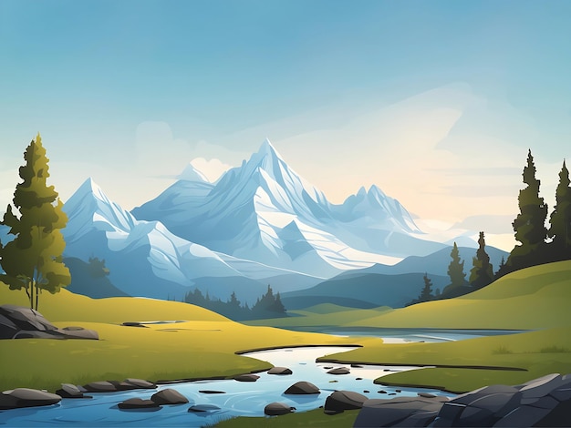 Hermosas montañas paisaje fondo fondo de pantalla ilustraciones