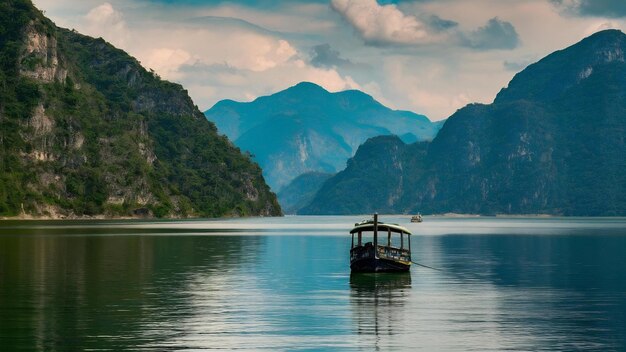 Hermosas montañas en la presa de Ratchaprapha en el parque nacional de Khao Sok en la provincia de Surat Thani, Tailandia