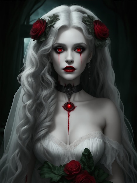 Hermosas mujeres con ojo rojo sangre Frankenstein novia ilustración