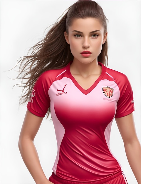 Foto hermosas mujeres sprot jugador de fútbol