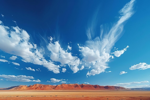 Hermosas nubes cirrus sobre un vasto paisaje desértico