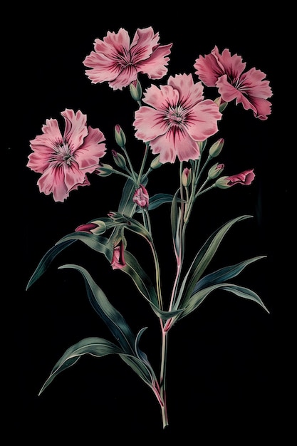 Foto hermosas obras de arte del collage botánico de sweet william