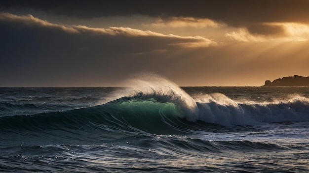 Hermosas olas de agua en el océano