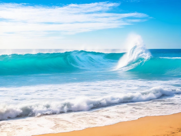 Hermosas olas junto al mar generadas ai.