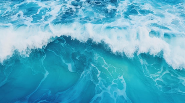 hermosas olas del mar azul con espuma