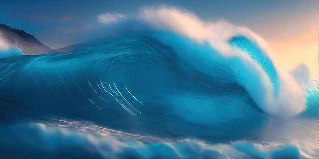 Hermosas olas de mar turquesa con espuma