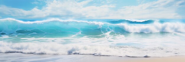 Foto hermosas playas de arena y suaves olas azules del océano fotografía realista