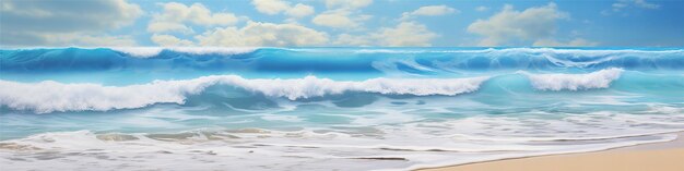 Foto hermosas playas de arena y suaves olas azules del océano fotografía realista